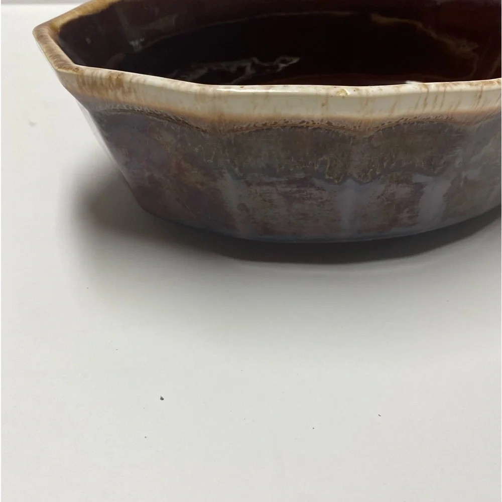 Vintage 1970’s McCoy Brown Drip Glaze Pottery Serving Bowl 10.5”X 7”X 2.5”